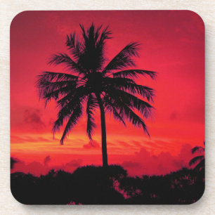 Posavasos Palm Trees Exóticas Rojas de Hawaii Sunset
