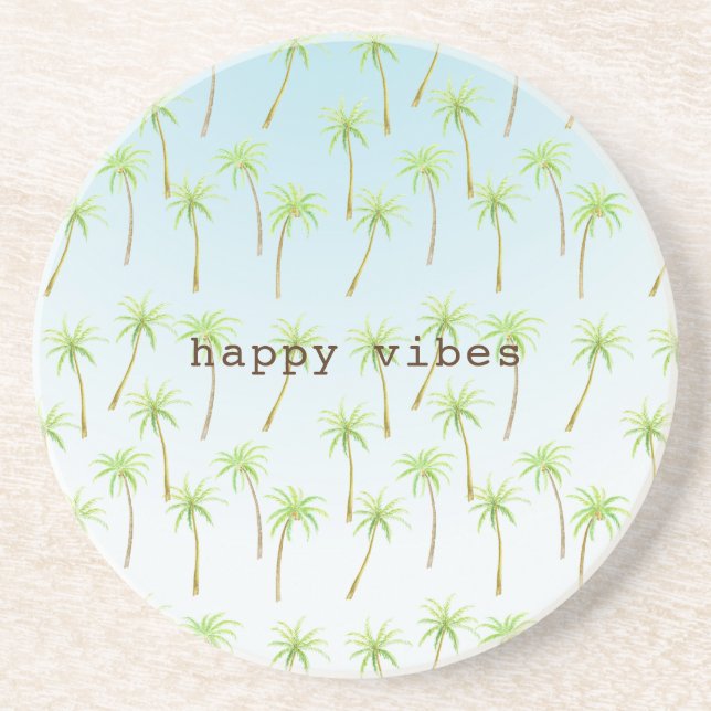 Posavasos Palm Trees Tropicales Watercolor (Frente)