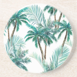 Posavasos Palm tropical: Patrón de jungla acuarela.