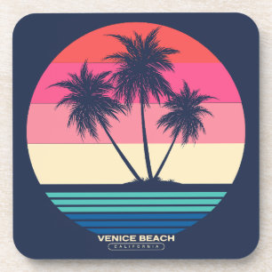 Posavasos Palmares Retro Atardecer Playa Venice