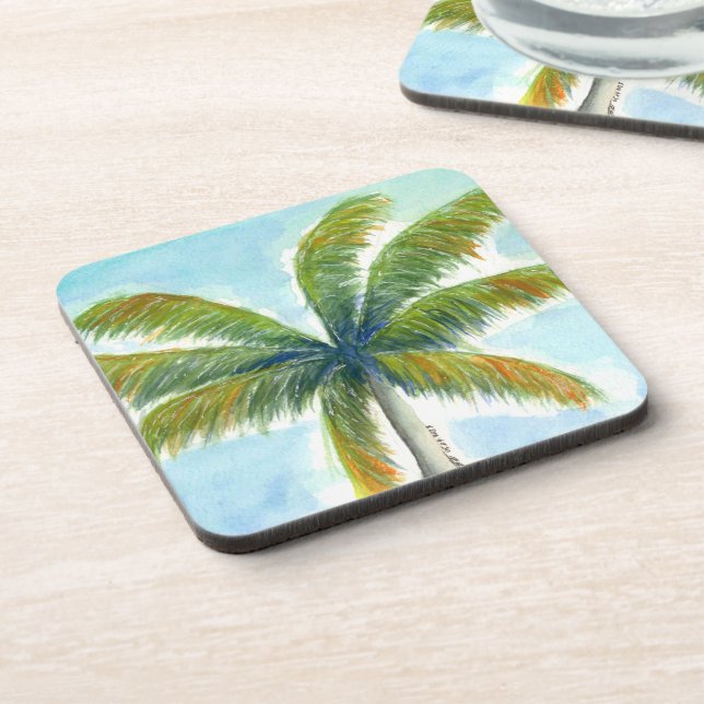Posavasos palmera tropical Beach en un día soleado (Lado Izquierdo)