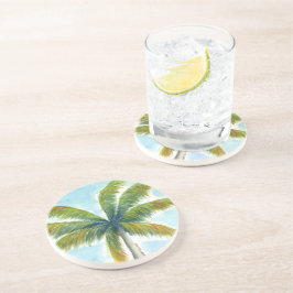 Posavasos palmera tropical Beach en un día soleado