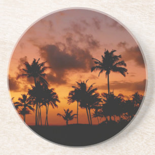 Posavasos Palmeras al atardecer - rojo