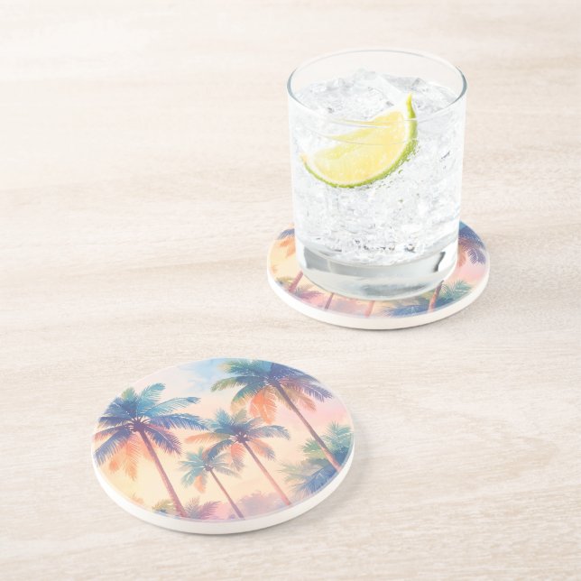 Posavasos Palmeras Azules Naranjas (Lado)