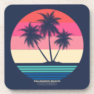 Posavasos Palmeras del Atardecer Retro Playa Palisades