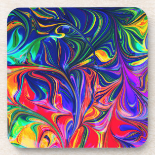 Posavasos Palo de brillo trippy con girasol arco iris