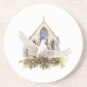 Posavasos Paloma blanca con iglesia