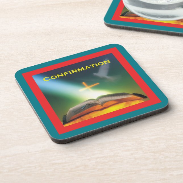 Posavasos Paloma de confirmación, Biblia, cruz (Lado Izquierdo)