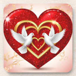 Posavasos Palomas románticas corazón amor