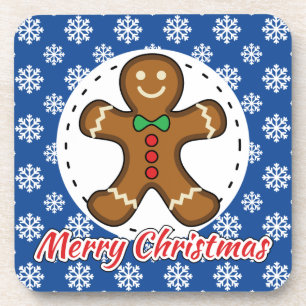 Posavasos Pan de jengibre - Patrón de copos de nieve azules