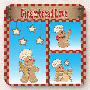 Posavasos Panaderos del hombre de pan de jengibre del amor