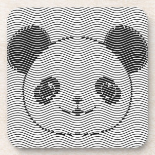 Posavasos Panda Bear Face On Wave Pattern
