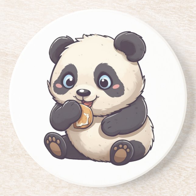 Posavasos Panda comiendo una galleta (Frente)