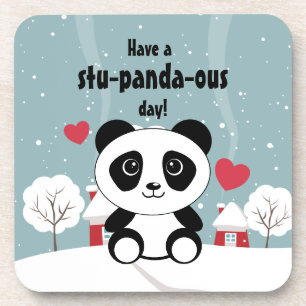 Posavasos Panda De Bebé Cuto En Gris De Nieve De Invierno