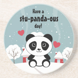 Posavasos Panda De Bebé Cuto En Gris De Nieve De Invierno