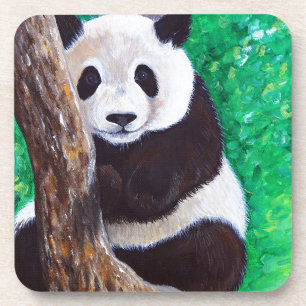 Posavasos Panda en una pintura de árbol