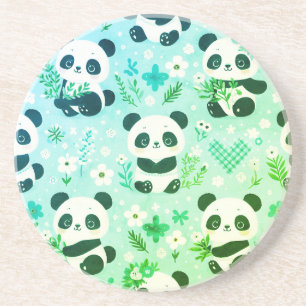 Posavasos Panda Patrón de oso Impresión verde