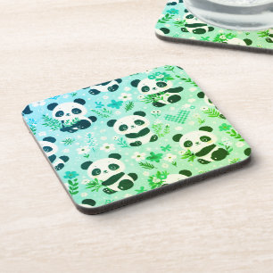 Posavasos Panda Patrón de oso Impresión verde