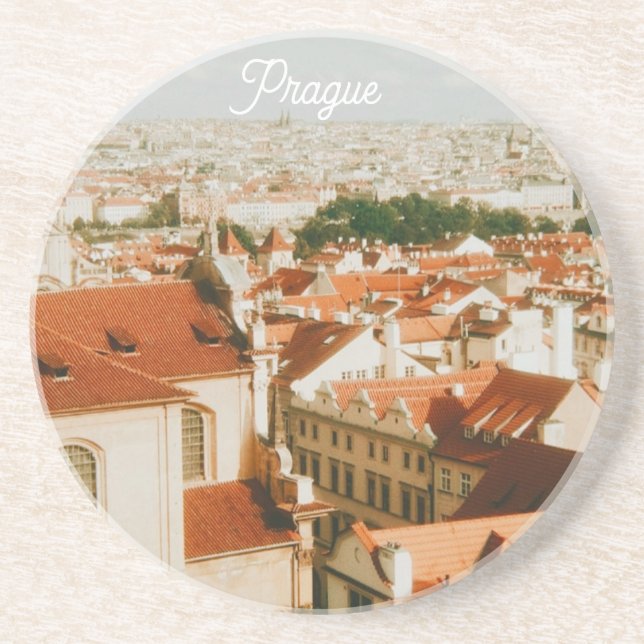 Posavasos Panorama de la ciudad de Praga como recuerdo (Frente)