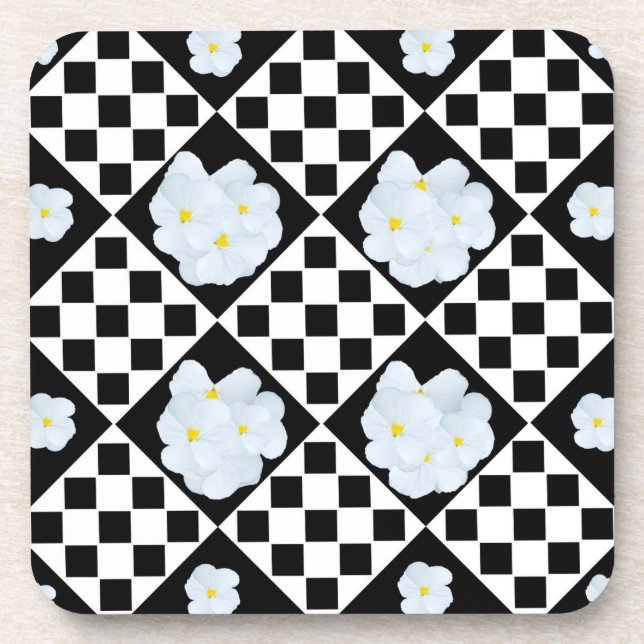 Posavasos Pansy Negro Y Blanco, Astras (Frente)