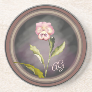 Posavasos Pansy pintado con iniciales