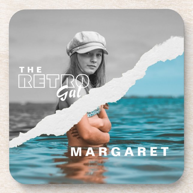 Posavasos Pantalla retro de fotografía retratada en blanco y (Frente)