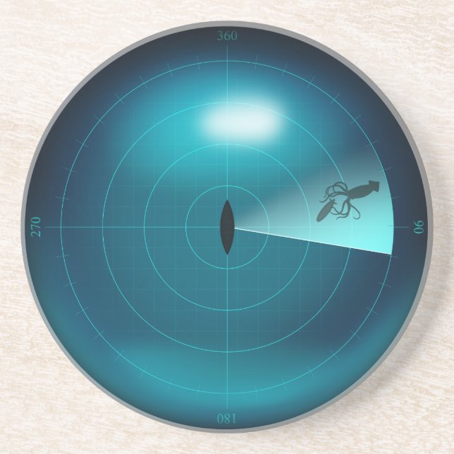 Posavasos Pantalla Sonar Kraken Giant Squid Nautical (Frente)