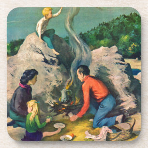 Posavasos Papá construye un incendio en el campamento