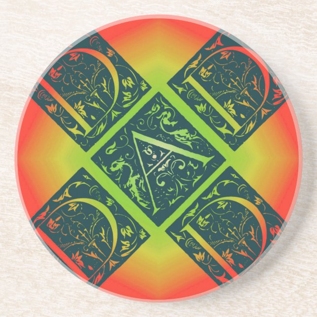 Posavasos Papá Fancy Text Naranja y Yellow Coaster (Frente)