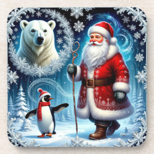 Posavasos Papá Noel con oso polar y pingüino