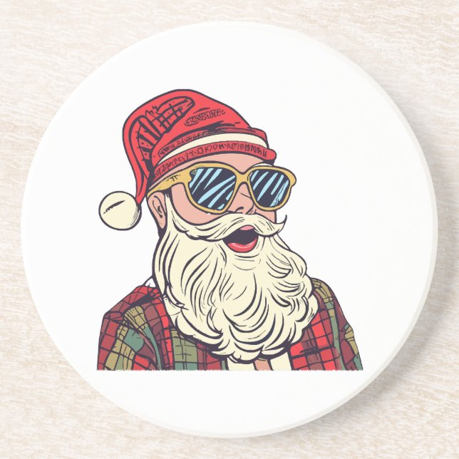 Posavasos Papá Noel - Divertido (Frente)