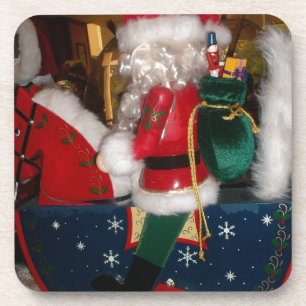 Posavasos Papá Noel en un caballo con arte de nieve