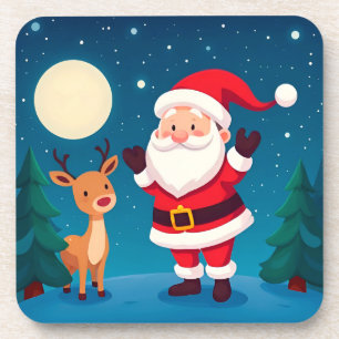 Posavasos Papá Noel en una escena invernal mágica