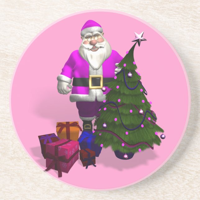 Posavasos Papá Noel Rosado (Frente)