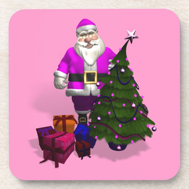Posavasos Papá Noel Rosado (Frente)