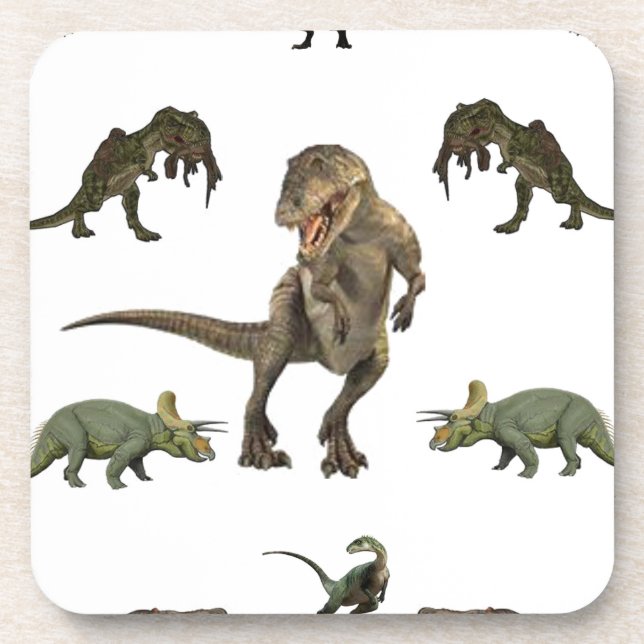 Posavasos Papel de ajuste de dinosaurios (Frente)