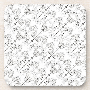 Posavasos Papel de escritorio de Damascos de época - negro +