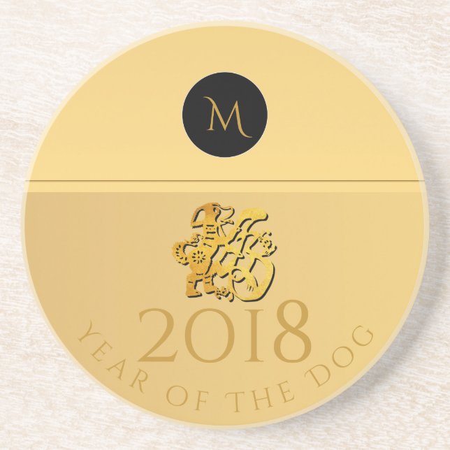 Posavasos Papel de perro chino dorado Sandst 2018 (Frente)
