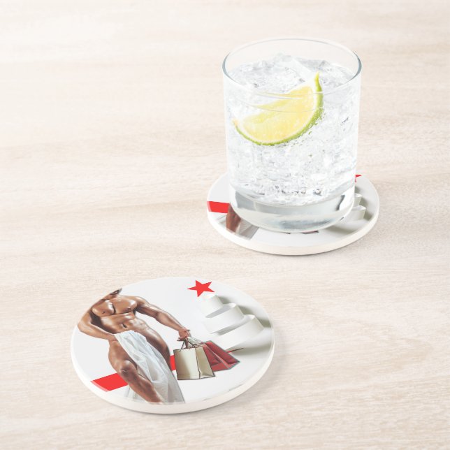 Posavasos Papel espiral blanco de compras de Navidad de Slip (Lado)
