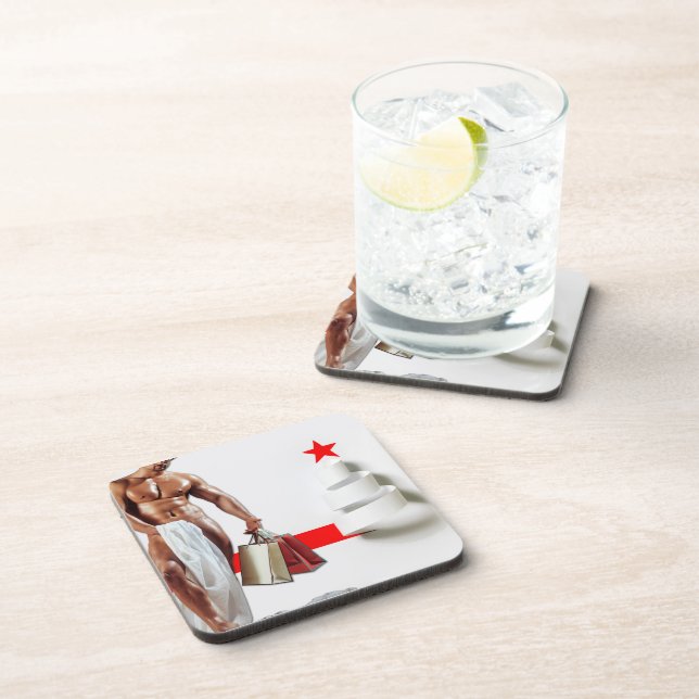 Posavasos Papel espiral blanco de compras de Navidad de Slip (Lado Derecho)