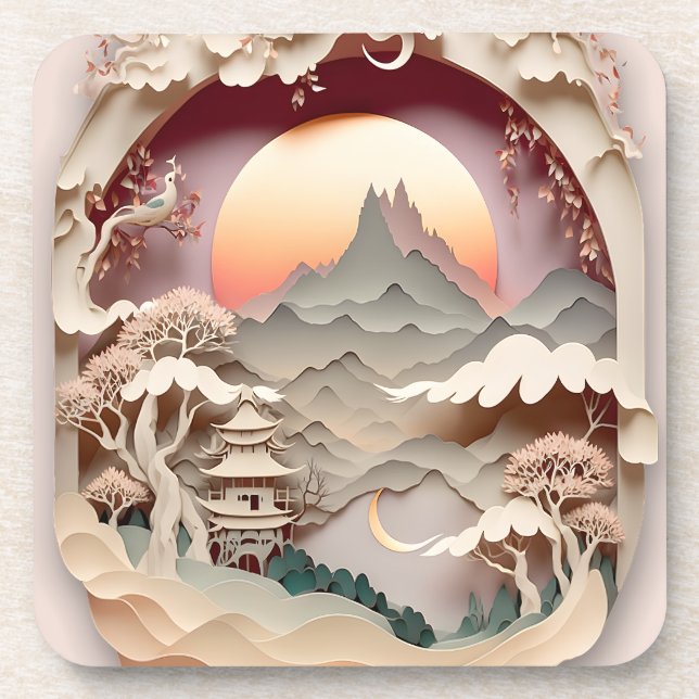 Posavasos Papel paisajístico fantástico cortar la escoria de (Frente)