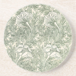 Posavasos Papel pintado de tulipán clásico verde de William 