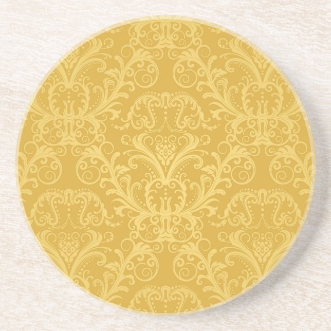 Posavasos Papel pintado floral de oro de lujo (Frente)