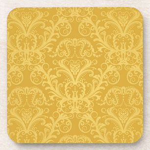 Posavasos Papel pintado floral de oro de lujo