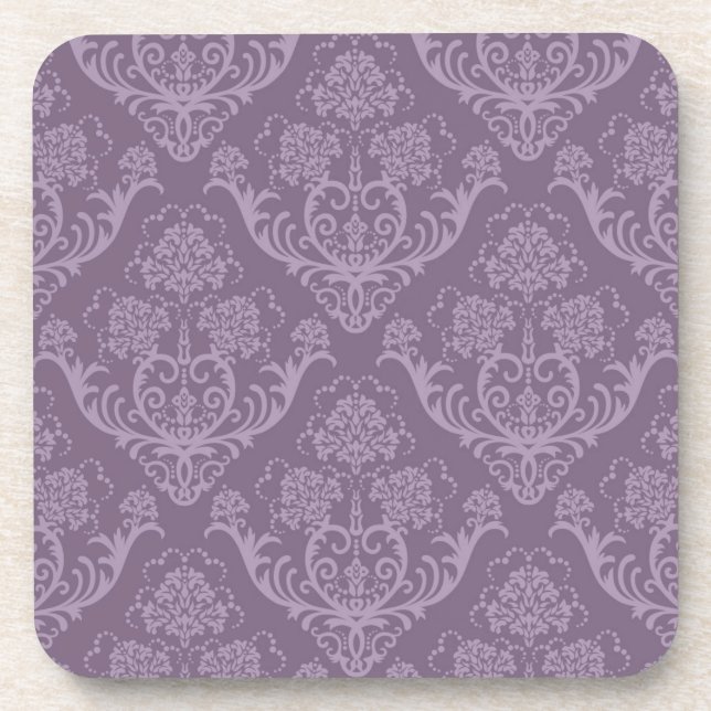 Posavasos Papel pintado floral púrpura (Frente)