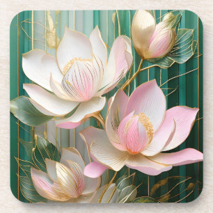 Posavasos Papel pintado floreado Arte de magnolia japonesa