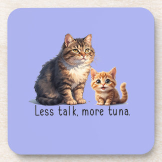 Posavasos Papel plástico duro del tema del gato azul claro