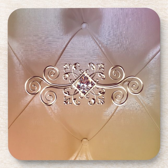 Posavasos Papel satinado de pintuck y diamante rosa (Frente)