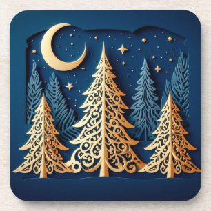 Posavasos Papercut de Winter’s Gold – Escena de árboles de N