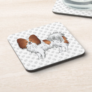 Posavasos Papillon de dibujos animados rojo y blanco con pat